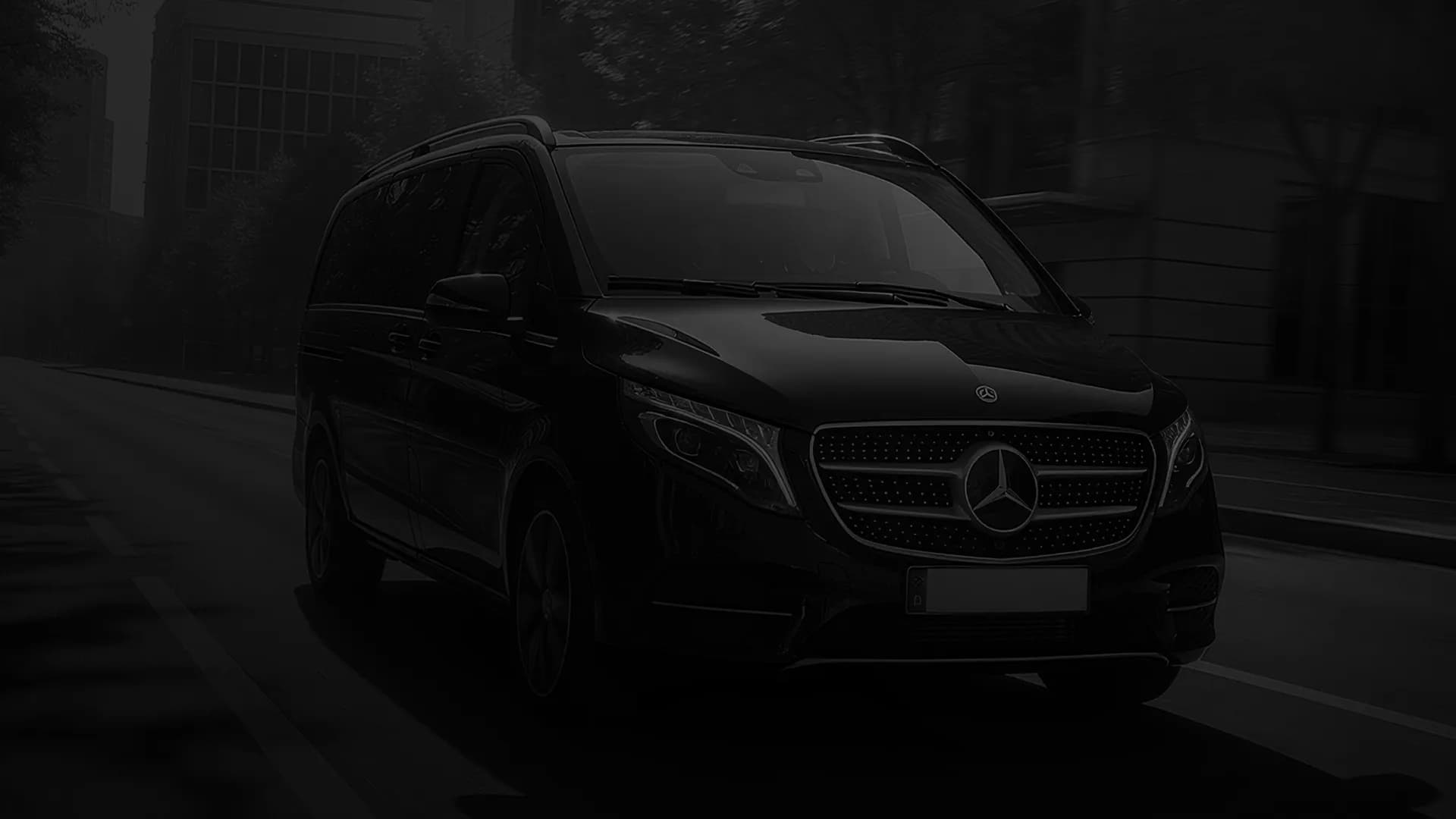 Black Mercedes V-Class at night