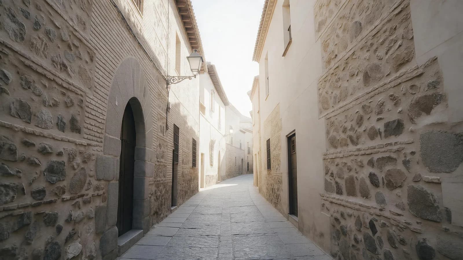 Calle de la judería de Toledo vacía a primera hora de la mañana